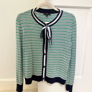 J. Crew Striped Cardigan with Bow Detail